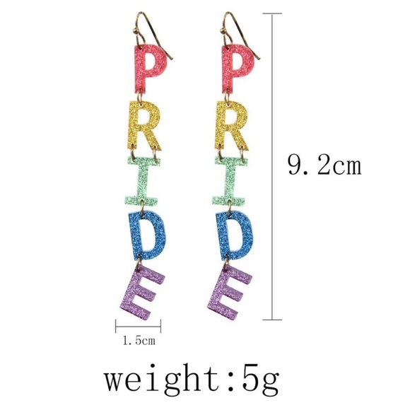 PRIDE Letter Earrings. - Picture 2 of 2